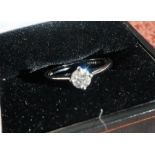 Platinum diamond solitaire ring, approx .25ct (size K 1/2)
