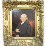 English School, late19th C, half length portrait study of an elderly gentlemen seated in a red