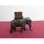 W. Avery & Sons of Redditch, bronze elephant mounted with a howdah needle case with a Victorian