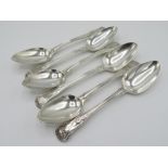 Six Geo.lll and later London hallmarked silver King's pattern table spoons, four 1818, two 1839, one