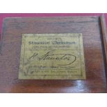 Mahogany cased Staunton chessman set (Jaques & Son London, the original box with paper trade label