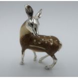 Saturno sterling silver and enamel model of a doe, stamped 925, (H7.5cm)