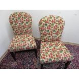 Pair of George III style large seat dining chairs, with brass nail wool work upholstered arched back
