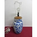 Chinese blue & white vase with bird and floral detail, with six digit signature panel to the base