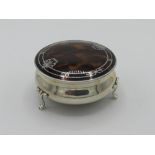 Picquet mounted silver trinket box Birmingham, 1926 by Walker and Hall (H4cm Diameter 7.5cm)