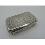 Geo. lll silver hallmarked rectangular snuff box, with gilt interior, Birmingham 1810 by John