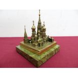 Unusual Russian gilt bronze model of St Peters Cathedral with markings, signed and date 1970, on
