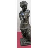 Cast bronze figure of a classical style semi clad female, the base marked 'Musee du Louvre'. (H50cm)