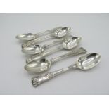 Set of six Victorian hallmarked silver King's pattern tea spoons, London 1845 by George William