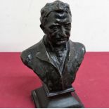 A small cast bronze bust of gentlemen on square base (H19cm)