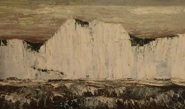 Martin Wells (1928-2009): White Cliffs of Dover, acrylic oil on board, 48cm x 83cm