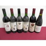 Six assorted bottle of red wine, Chateau D'Opoul 1996, Chateau Petits Graviers Saint-Emilion 1994,