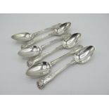 Set of six Victorian hallmarked silver King's pattern dessert spoons, London 1845 by George