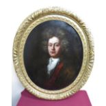 English School (early 19th C): head and shoulder portrait of a young gentleman with red collar