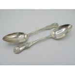 Pair of Victorian Scottish hallmarked silver King's pattern table spoons, Glasgow 1868 makers mark