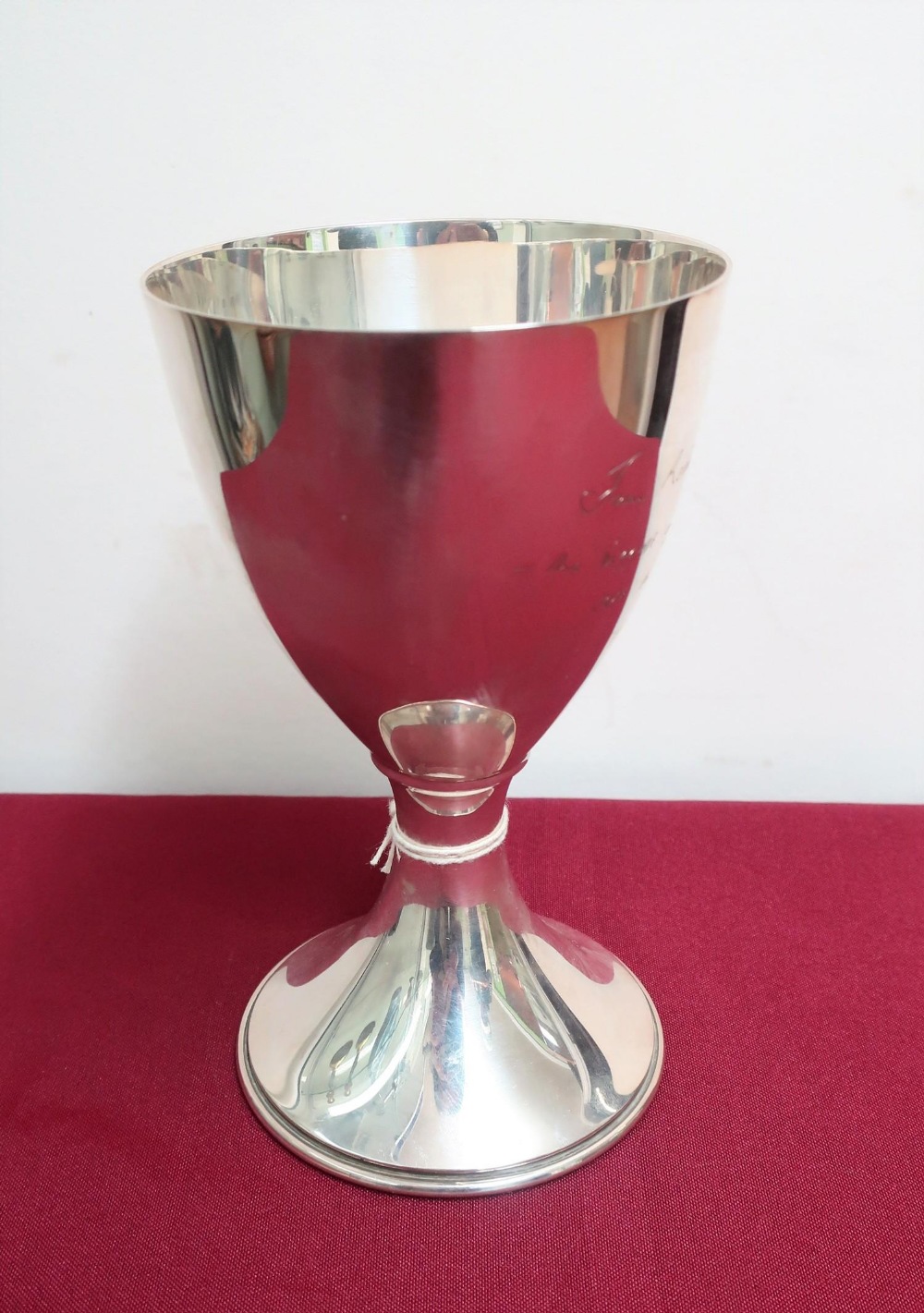 Modern hallmarked silver goblet, with presentation inscription dated 1997, Sheffield 1996, (H17cm)