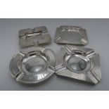 Four Geo.V hallmarked silver ashtrays, Birmingham and London 1916-1924 (4) 11.74oz