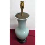 Chinese pale green glaze Celadon type vase converted to a electric table lamp, on turned ebonised