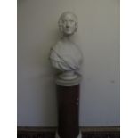 Regency style plaster bust of Lady Devon by E. R. Stevens London 1843, on socle, and simulated
