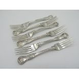 Set of six Victorian hallmarked silver King's pattern dessert forks, London 1845 by George William