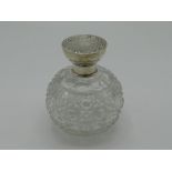 Very large cut-glass, globe scent bottle with silver hallmarked top- Birmingham, 1907 (H12.5cm)