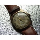 Avia hand wound wrist watch. 9ct gold case stamped .375 and numbered 15973. 15 jewel Swiss made