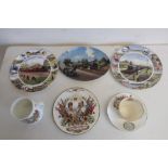 1902 Coronation wall plaque, similar cup and two saucers, Edw. VIII Coronation mug, an Elizabeth