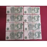 Five consecutively numbered one pound notes and three other Bank of England one pound notes