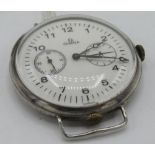 Omega wristwatch, converted from pocket watch. Silver case stamped .900 and numbered 7758212.