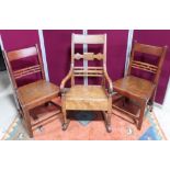 Victorian Country made rocking chair with solid and ball splat, solid seat above single drawer on