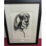 Gene Shepard (1904 - 1989): Charcoal Head And Shoulder Portrait Study Of A Young Girl, signed with