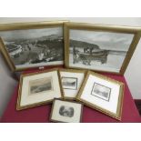 Two monochrome photographs of Old Whitby after Frank Meadow Sutcliffe and four engravings of