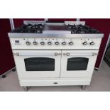 Britannia gas range type twin oven cooker four hobs and griddle. (D61cm x H98cm)