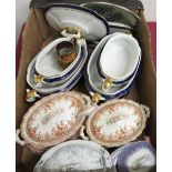 Two Royal Worcester Vitreous china rectangular vegetable dishes, two sauce dishes and four stands,