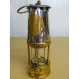 Protector brass and steel miners lamp No. 1A (23cm)