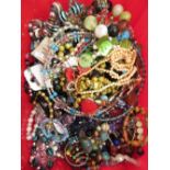 Large collection of costume jewellery necklaces, bracelets, etc