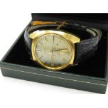 Favre ? Leuba Geneve automatic with day date. Gold plated case on leather stand with Favre ? Leuba