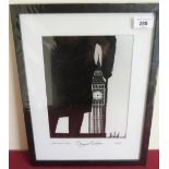 Bill Batsford "Winston Churchill and Big Ben" monochrome print No. 30 009 (30.5cm x 38.5cm)