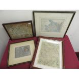 19th C hand coloured map of York and the surrounding area (33cm x 40cm), 19th C engraving "