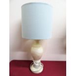 Italian alabaster turned table lamp (H44cm with shade)