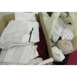 Collection of unused crochet edging, and table linen