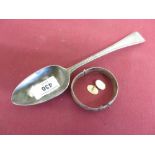 9ct gold Hallmarked single oval cufflink, hallmarked old English tablespoon, hallmarked bangle