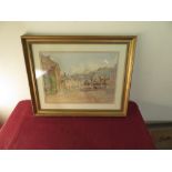 M.E.Warden (19th C): 'The Old Yarn Market Banster' watercolour, signed and dated 1907, titled verso,