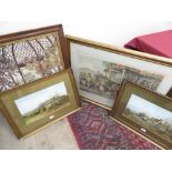 Continental Market scene with grape harvesters and cattle wagon, colour print after G Sturgeon,