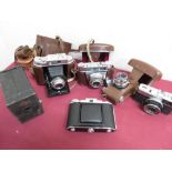 Olympus trip 35, Kodak Retinette 1A, Halina 35X, Franka 120 folding camera and a small collection of