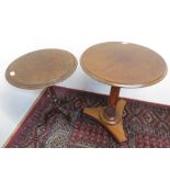 Victorian mahogany tripod occasional table with circular top on angular carved supports, a Victorian