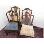 Pair of Geo. lll country made elm dining chairs with solid oak seats, a similar pair with vase