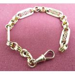 Gold bracelet of pierced open work and reeded link form, (L19cm) 11.7g