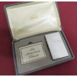 A Zippo 1993 style brushed metal lighter (H6cm), in original case with instructions, etc