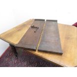 Victorian mahogany extending dining table, rectangular top with single leaf on ring turned